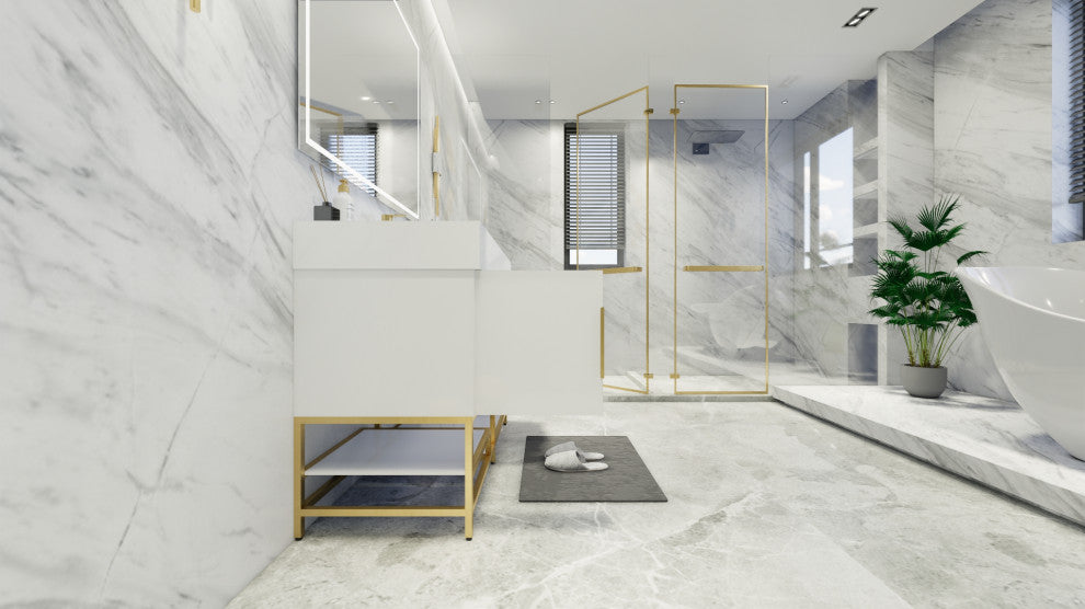 Madison 48" Free Standing Vanity with Reinforced Acrylic Sink, High Gloss White