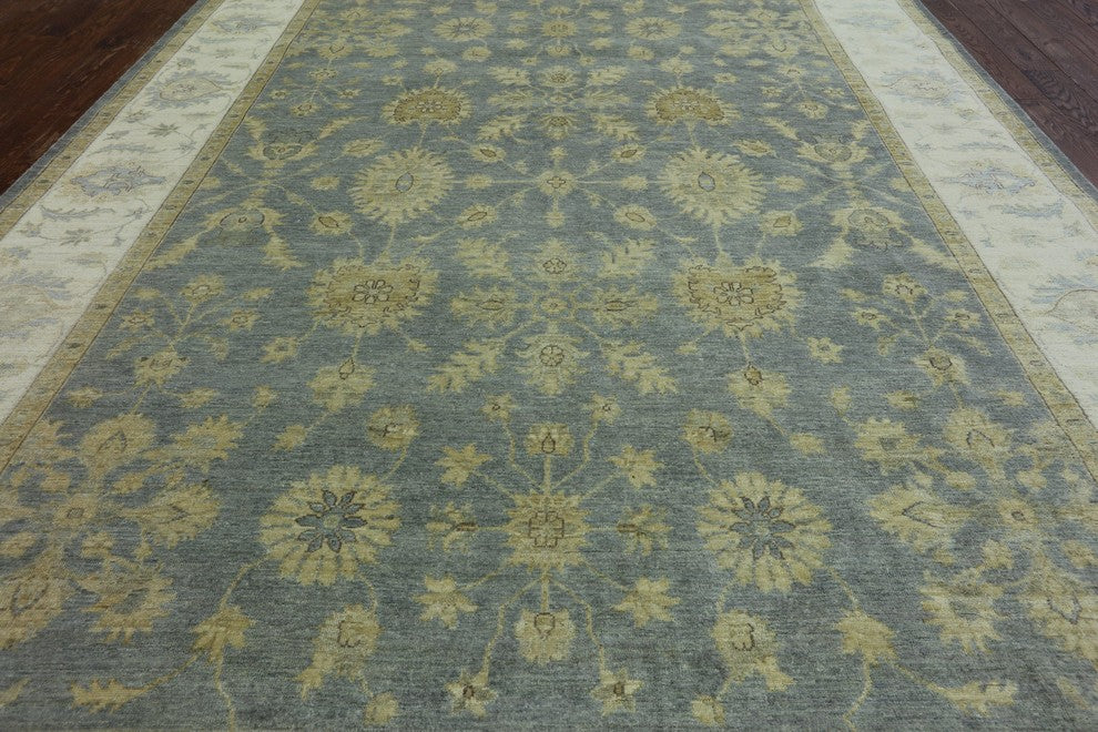 Blue Floral Chobi Peshawar Area Rug 9'x12', MC605