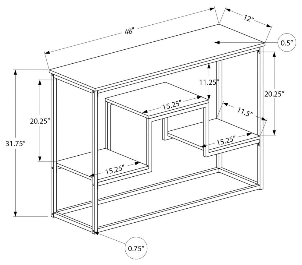 Accent Table Console Entryway Narrow Sofa Bedroom Metal Brown