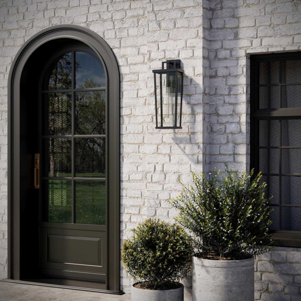 Tryon One-Light Black New Traditional Outdoor Wall Lantern, 9.5x7x24"