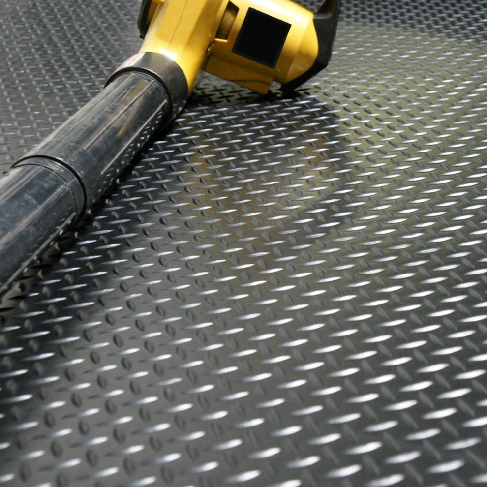 Rubber-Cal Diamond Plate Rubber Flooring Rolls, 3mm, 4'x9'
