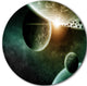 Space Planet Illustration, Contemporary Disc Metal Artwork, 23"