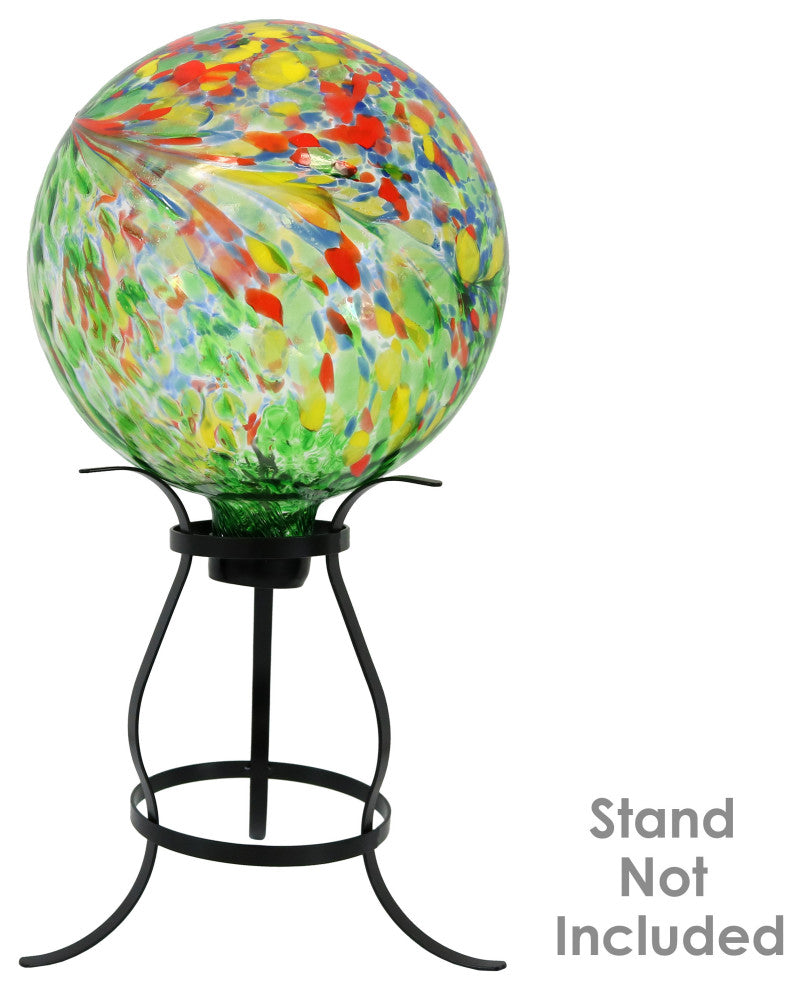 Sunnydaze Green Artistic Glass Outdoor Garden Gazing Ball Globe, 10", Single