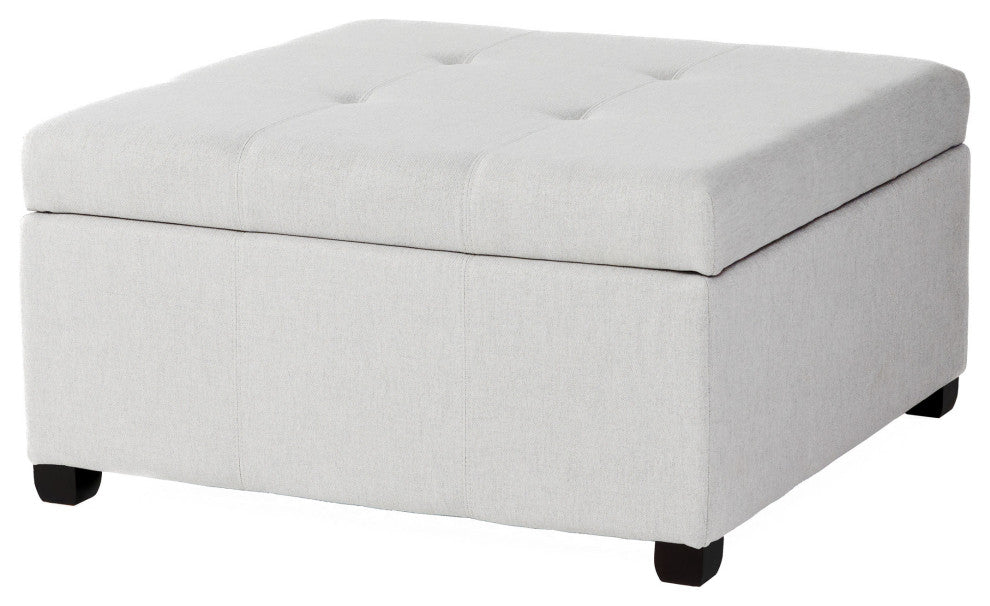 GDF Studio Carlyle Fabric Storage Ottoman, Light Gray Fabric