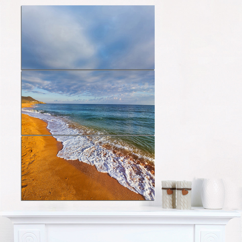 "Dark Beach Under Cloudy Skies" Beach Metal Wall Art, 3 Panels, 28"x36"