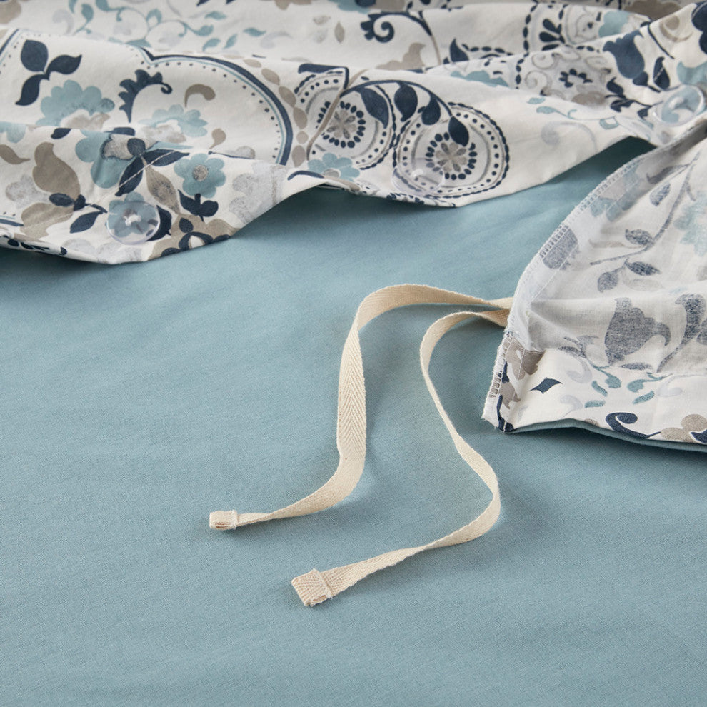 Madison Park Brielle 3 Piece Floral Printed Cotton Duvet Cover Set