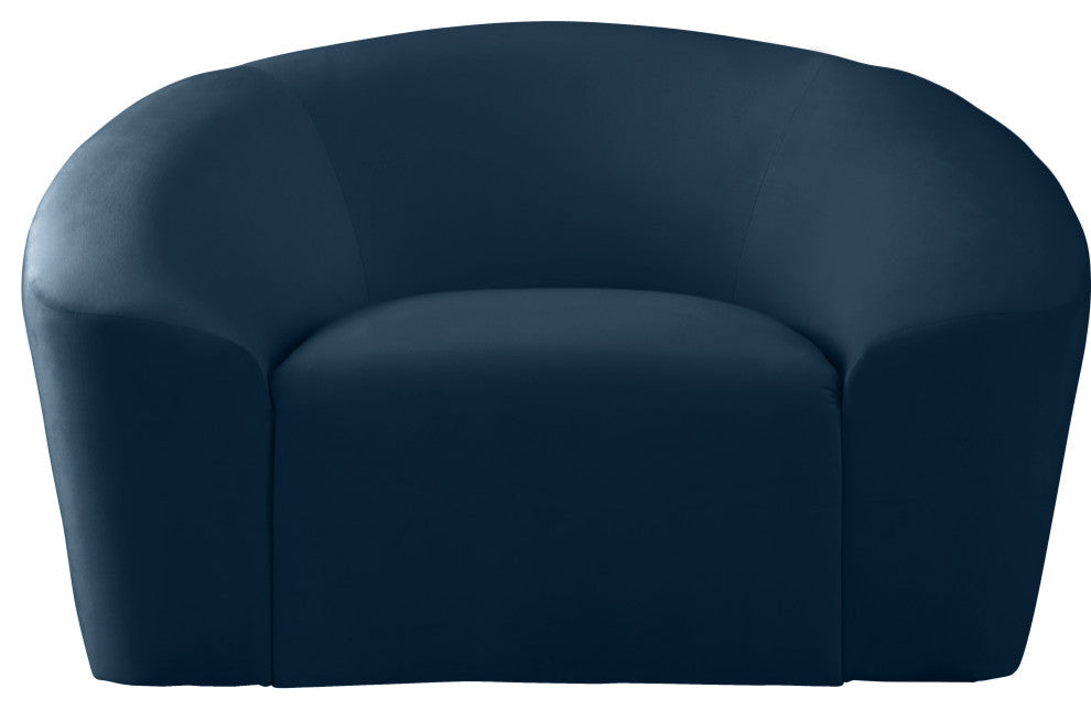 Riley Velvet Upholstered Rounded Chair, Navy
