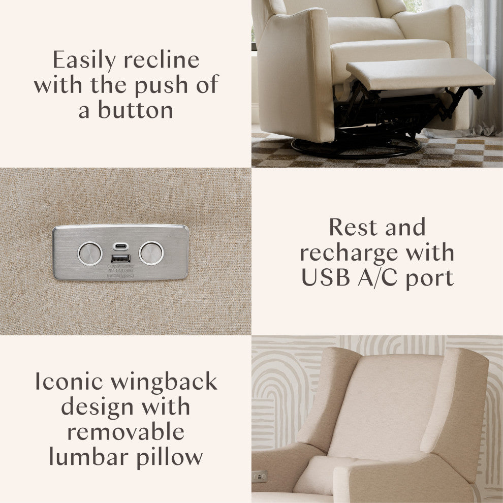 Kiwi Electronic Recliner and Swivel Glider With USB port, Performance Beach Eco-Weave