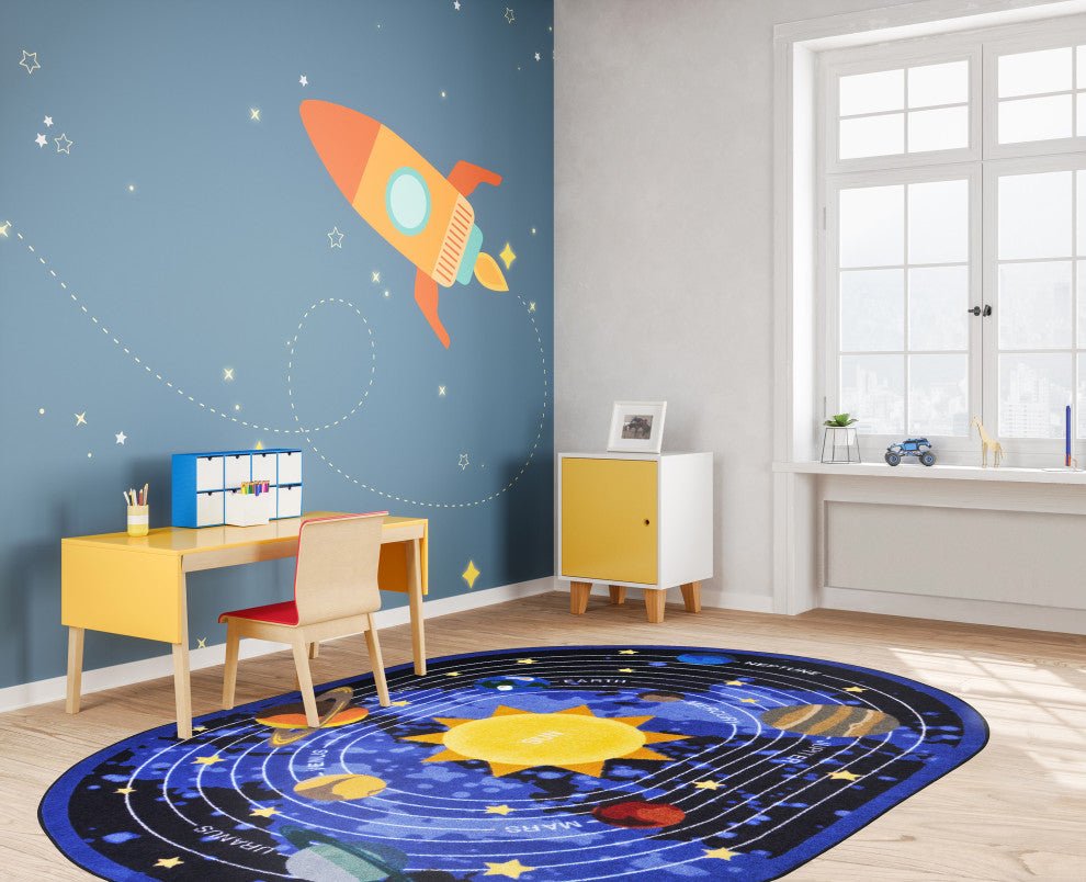 Kid Essentials Rug, Cosmic Wonders, 5'4"x7'8" Oval