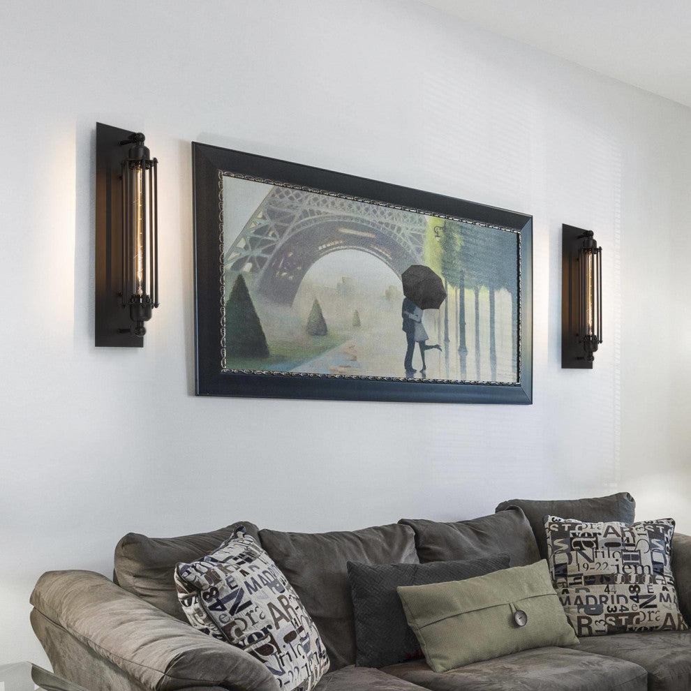LNC 1-Light Matte Black Modern Thermometer-Like Wall Sconce For Foyer