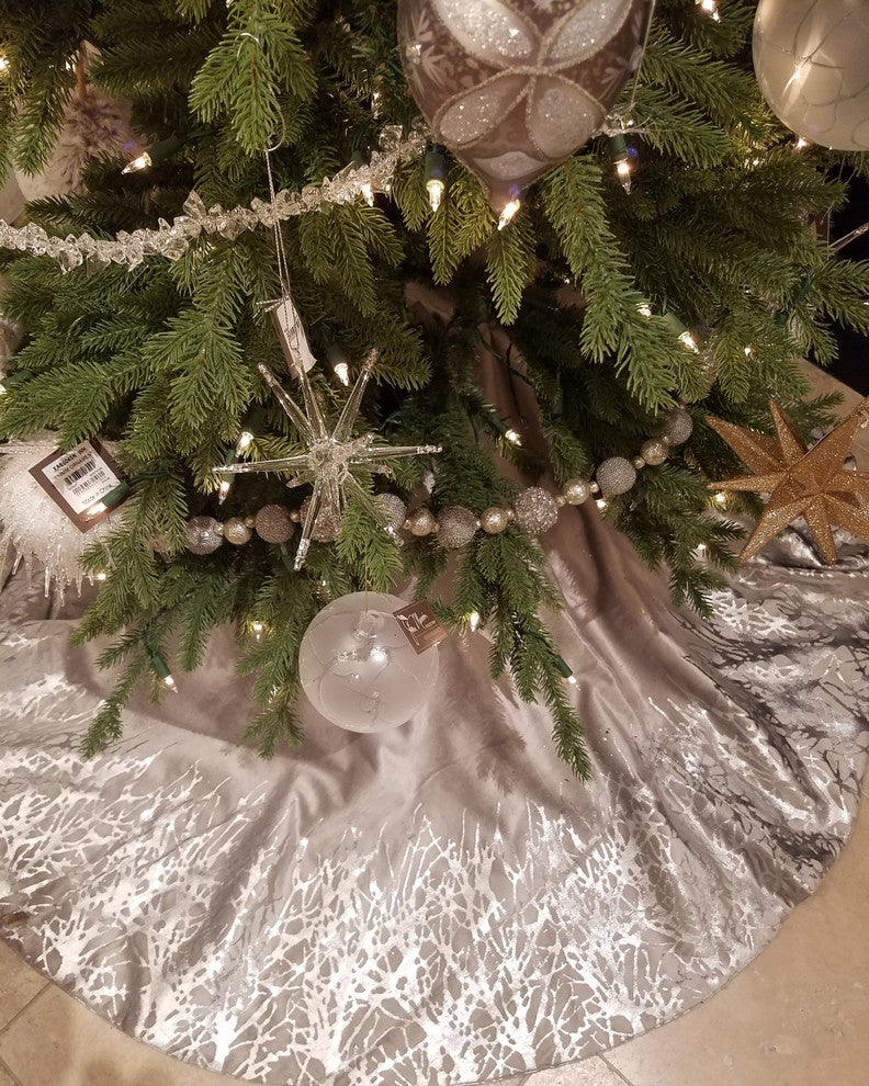Gray Burnout Velvet Tree Skirt