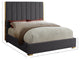 Becca Velvet Upholstered Bed, Gray, Full