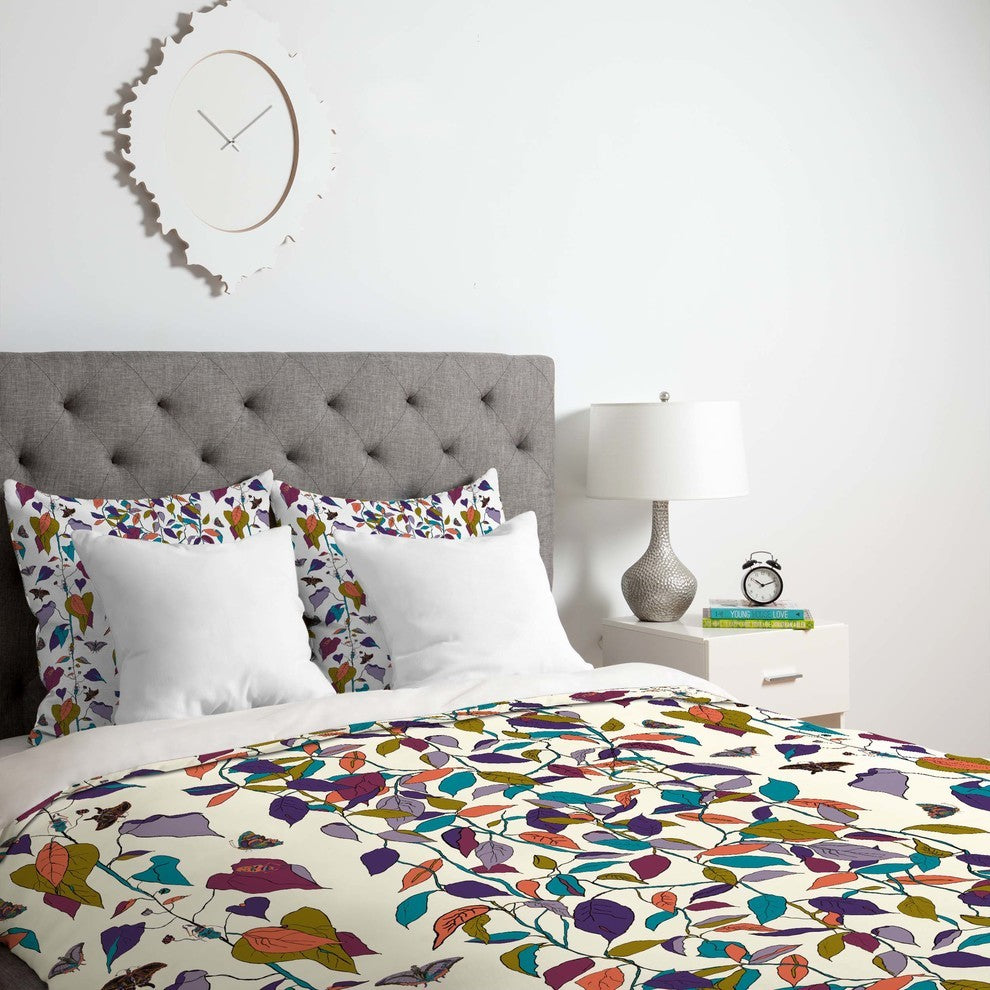 Deny Designs Rachelle Roberts Endless Vines White Duvet Cover - Lightweight