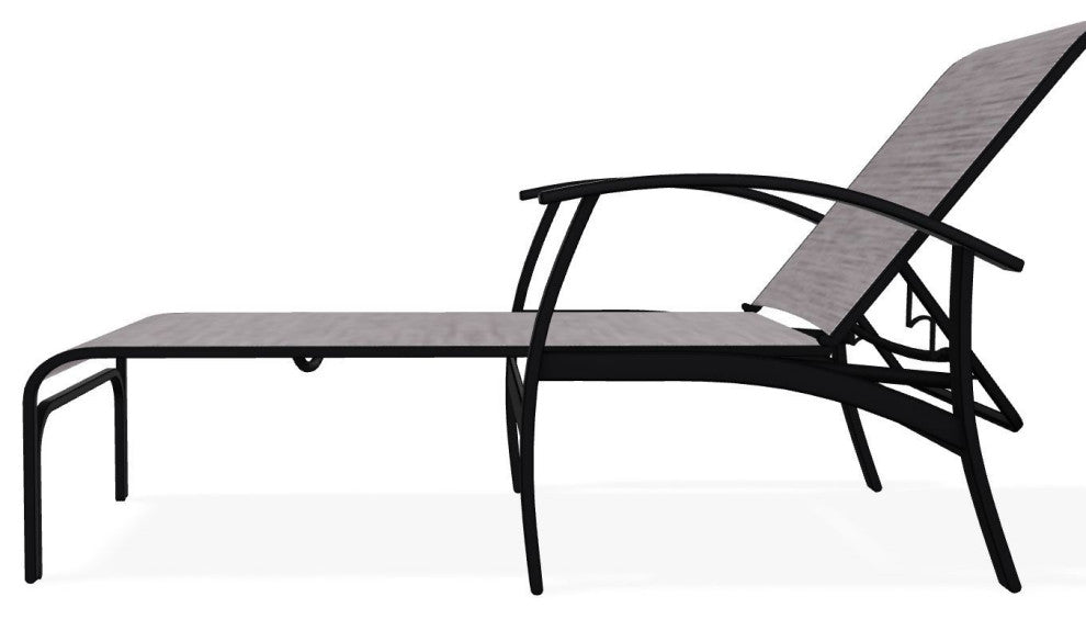 Belle Isle Sling 4-Position Outdoor Chaise Lounge, Fossil/Black