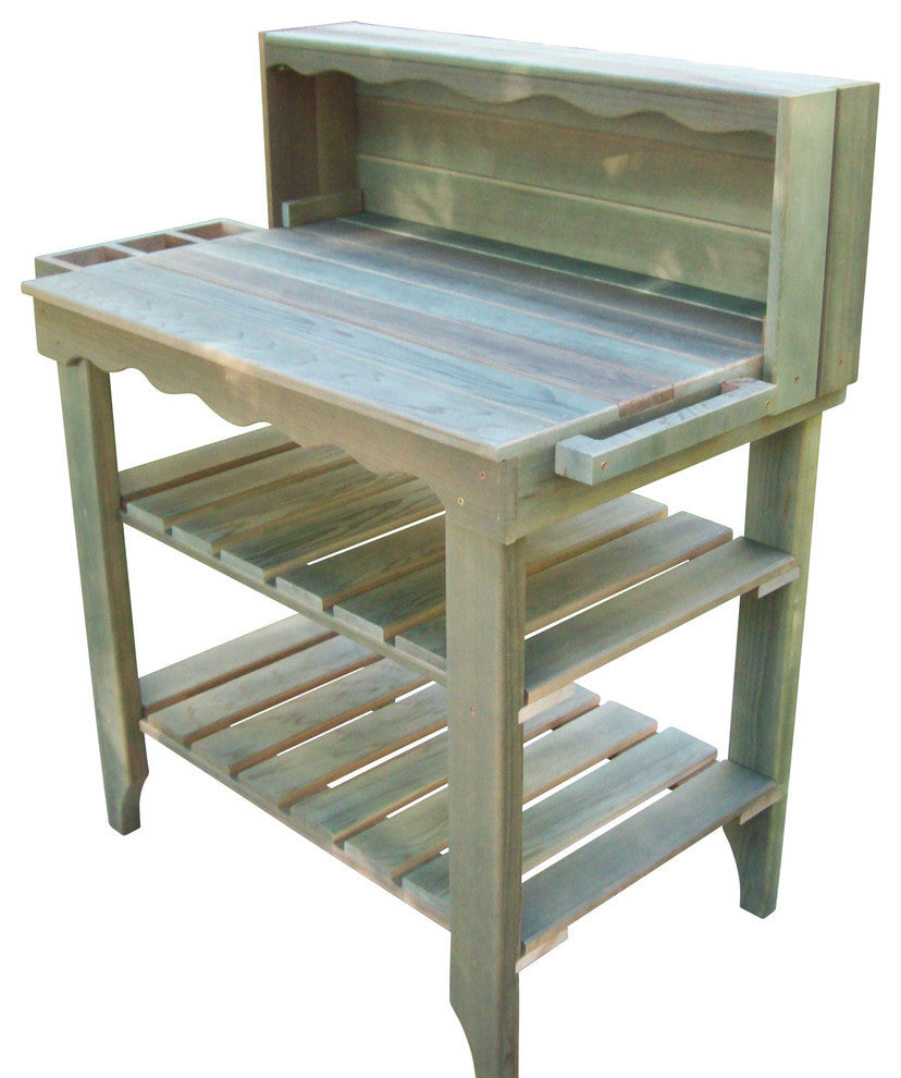 Deluxe Potting Bench, Green Wash