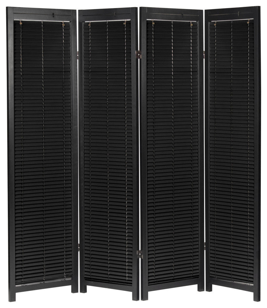 6' Tall Adjustable Shutter Room, Black, 4 Panel