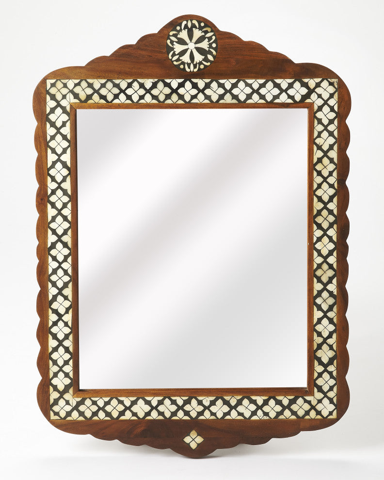 Butler Gabby Wood and Bone Inlay Wall Mirror
