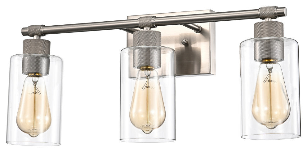 CHLOE Lighting Mercy Contemporary 3-Light Brushed Nickel Bath Vanity Fixture