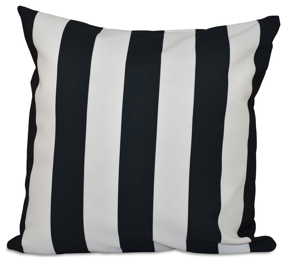 Classic Stripes Decorative Pillow, Black, 16"x16"