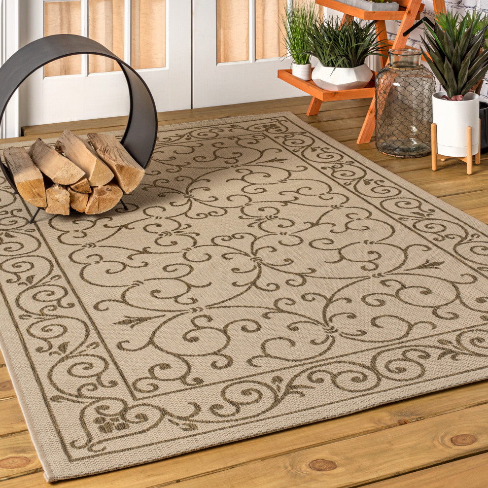 Charleston Vintage Filigree Textured Weave Indoor/Outdoor Area Rug