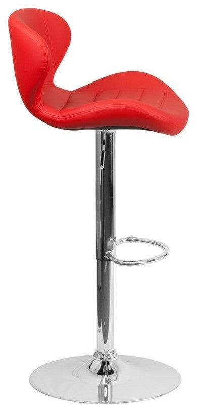 Estella Aila Mid-Back Red Vinyl Swivel Adjustable Barstool