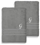 Denzi Bath Sheets With Monogrammed Letter, Set of 2, G