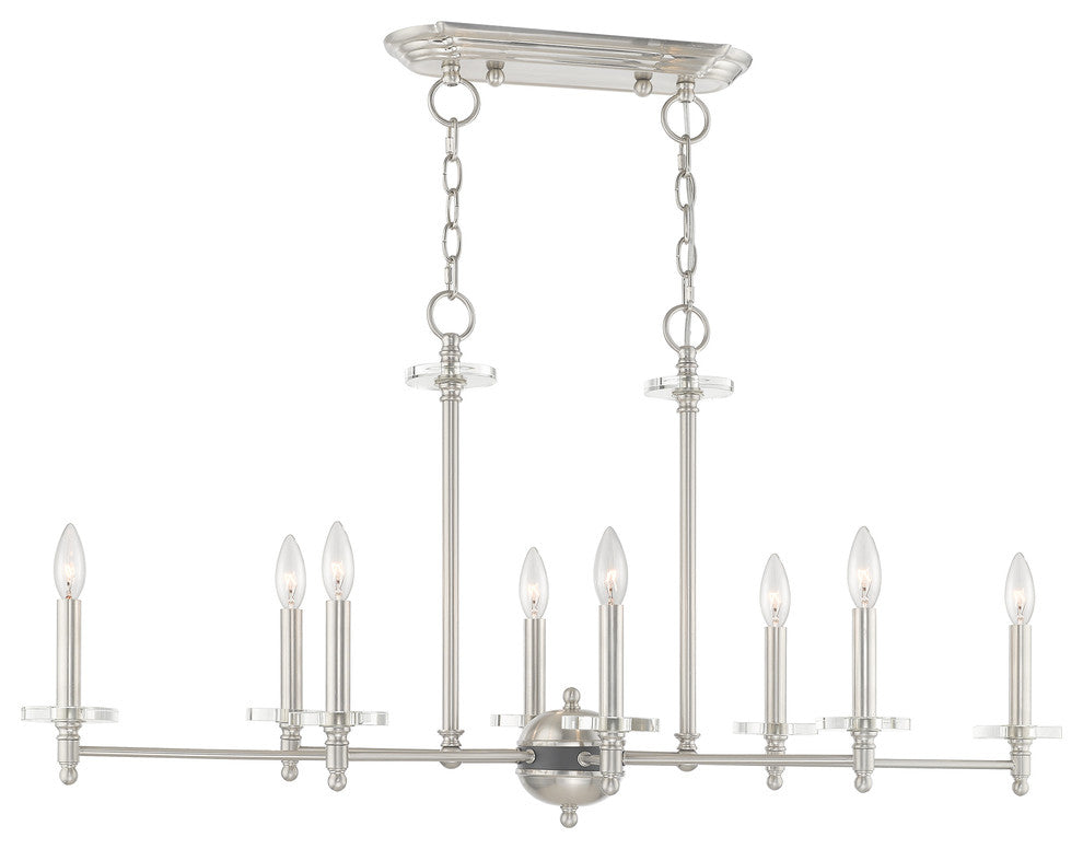 Livex Lighting Brushed Nickel 8-Light Linear Chandelier