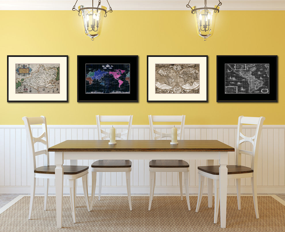 Atlas Of England and Wales Map Print On Canvas With Picture Frame 28" X 37"