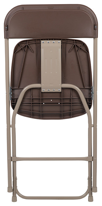 Hercules Series Plastic Folding Chair - 2 Pack 650LB Weight Capacity, Brown