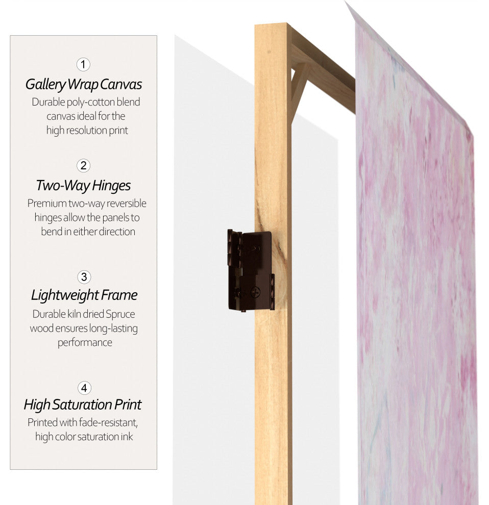 5' Tall Pink Boudoir Canvas Room Divider