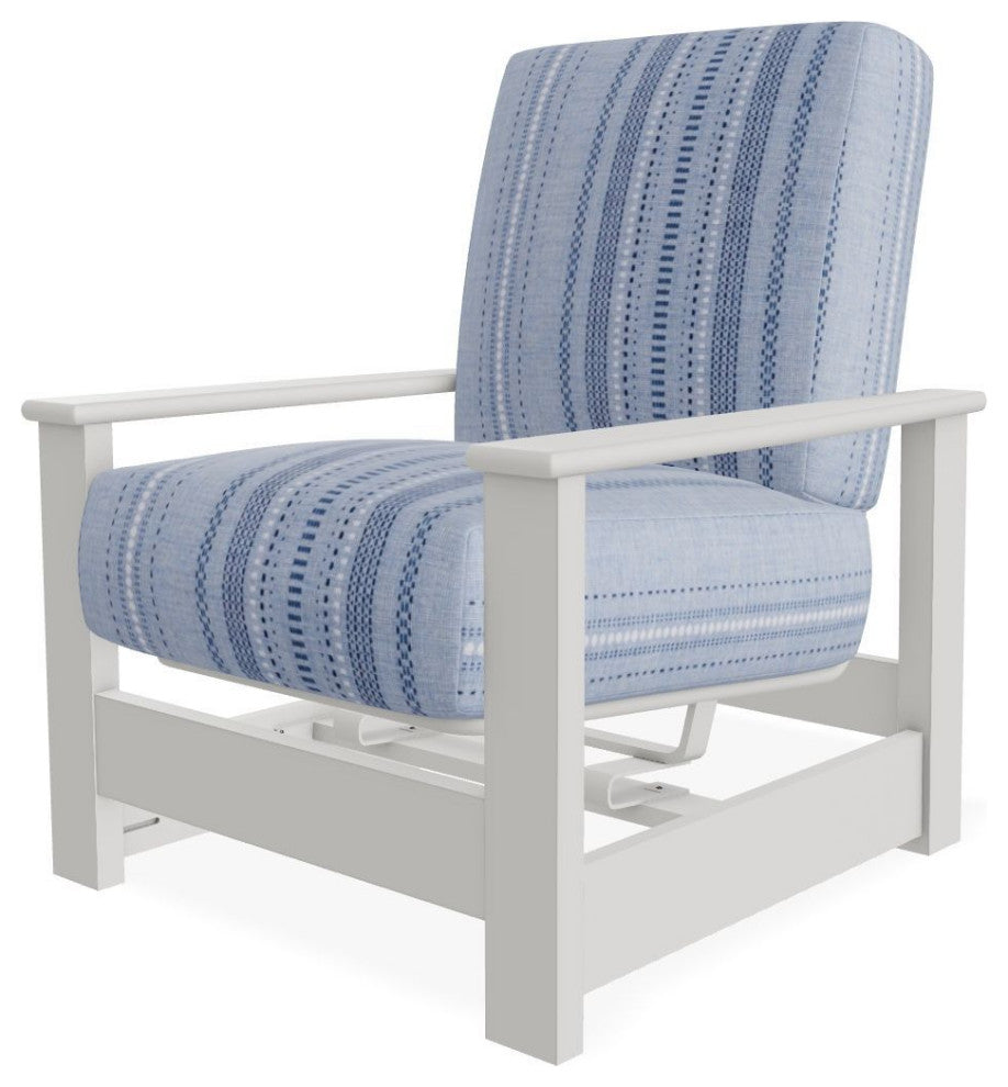 Leeward Deep Seat Outdoor Armchair with Hidden Motion, Copeland Chambray/Snow