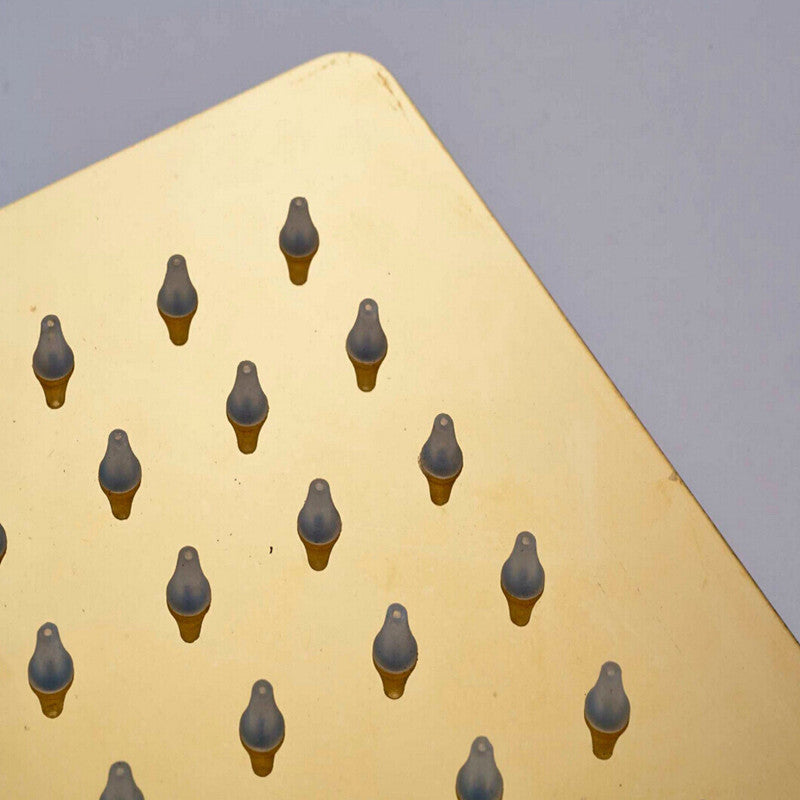 Lucca Golden Brass Bathroom Rain Shower Head Valve Mixer Set