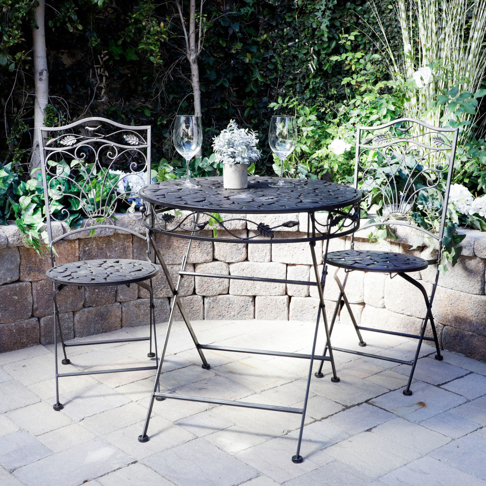 Iron 3-Piece Sun Leaves Bistro Set