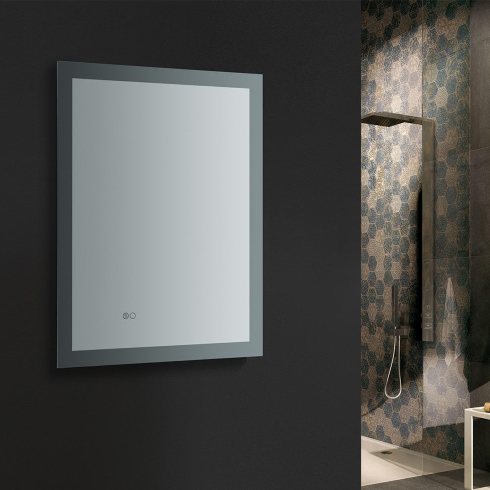 Angelo Bathroom Mirror With Halo Style LED Lighting and Defogger, 24"x30"