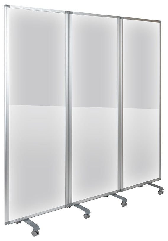 Transparent Acrylic Mobile 3 Section Partition  72"H x 24"L