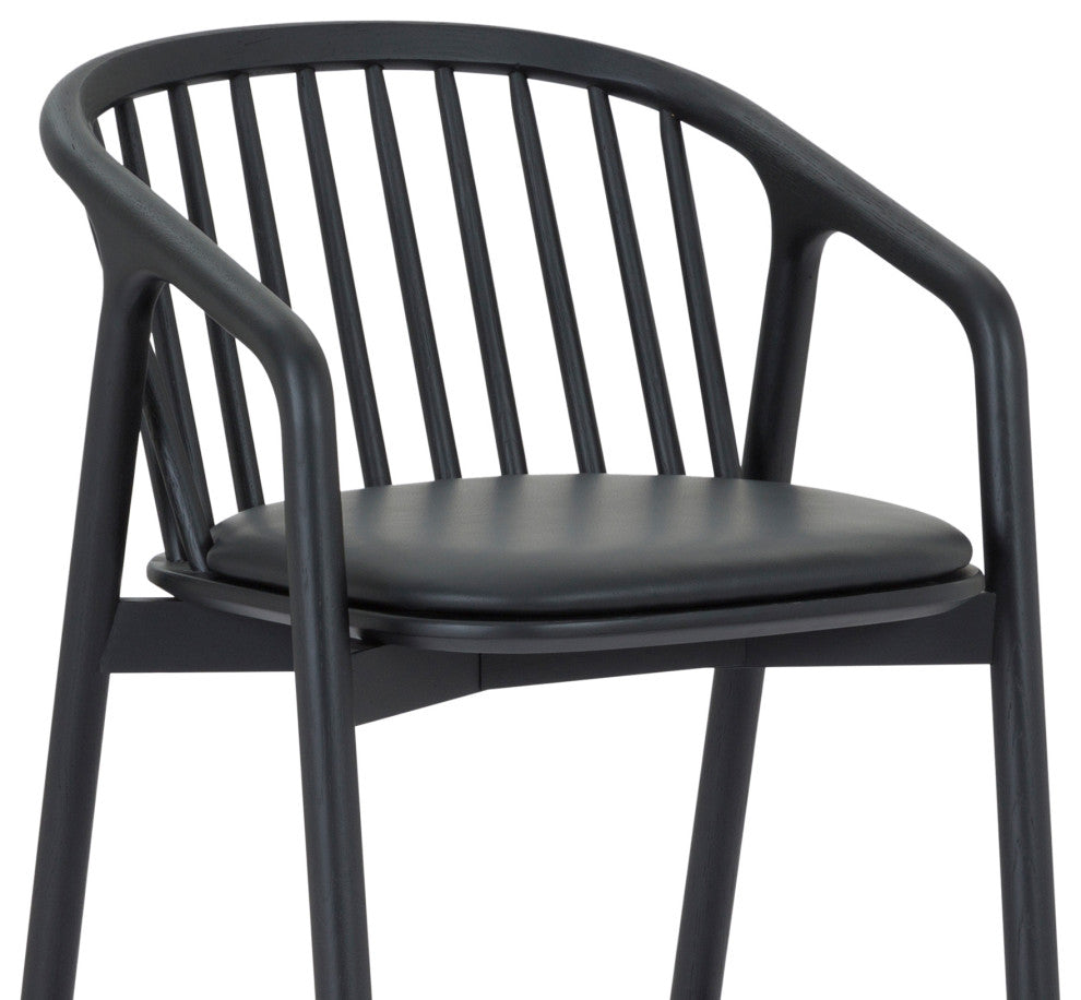 Echo, Black Oak Wood/Faux Leather, Bar Stool, 30", Single