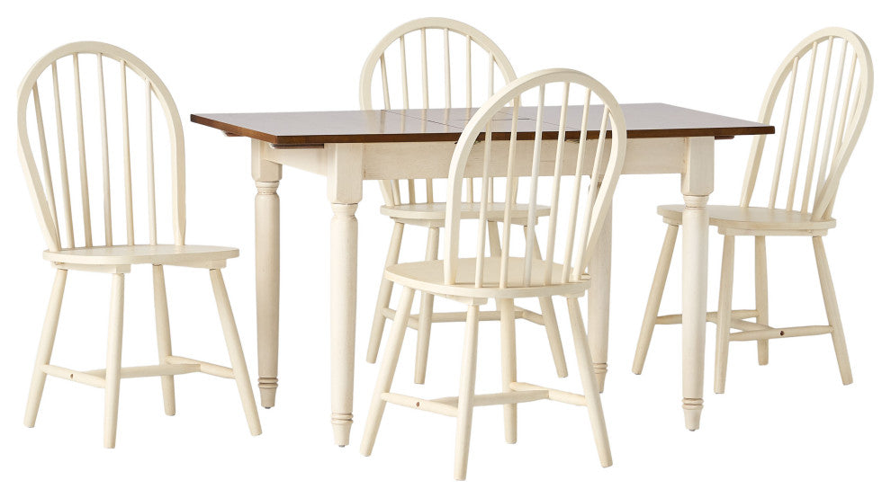 GDF Studio 5-Piece Gates Spindle Wood Dining With Leaf Extension Set