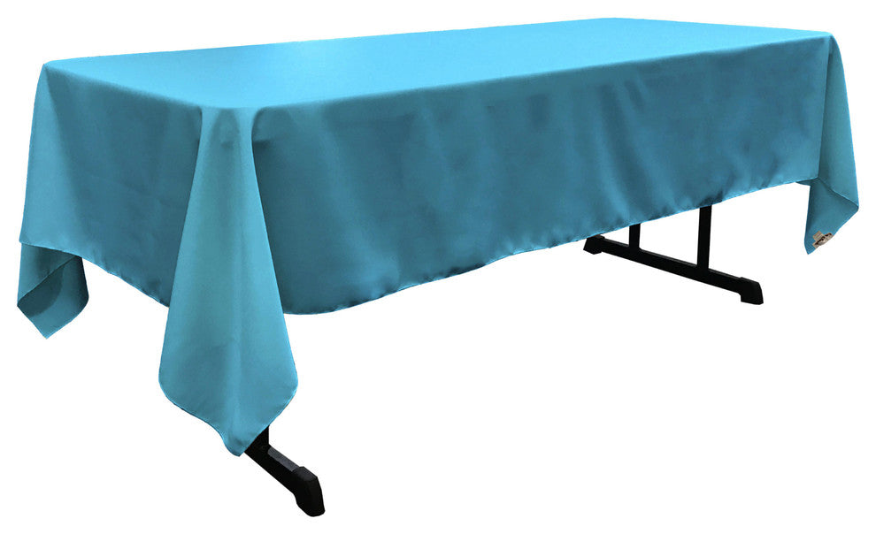 LA Linen Rectangular  Polyester Poplin Tablecloth, Dark Turquoise, 60"x102"