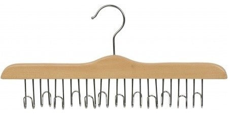 Wooden Belt Hanger, Natural/Chrome, Box of 1