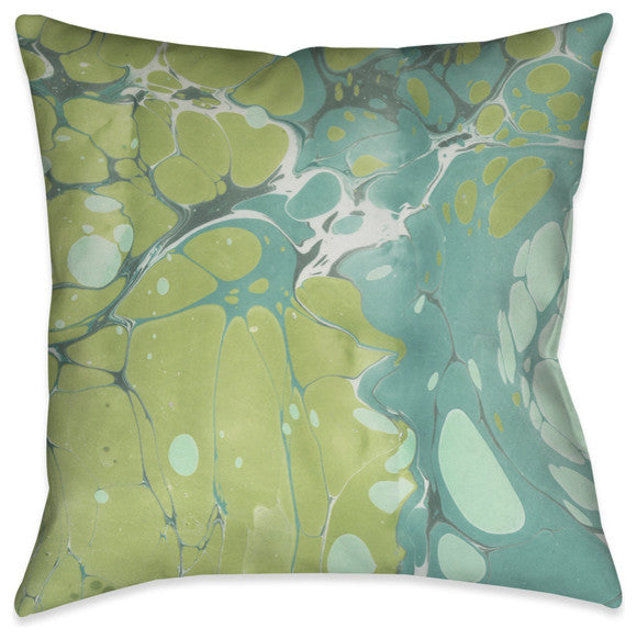 Turquoise Marble II Outdoor Decorative Pillow, 18"x18"