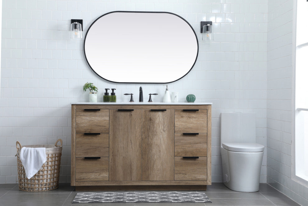Bethany Single Bathroom Vanity, Natural Oak, 54"