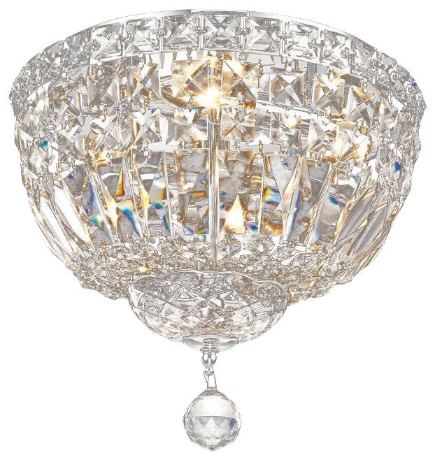 Elegant Tranquil Flush Mount, Chrome Finish With Royal Cut Crystal