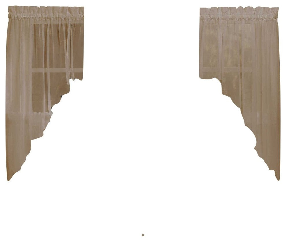 Emelia Sheer Solid Taupe Kitchen Curtain, Swag