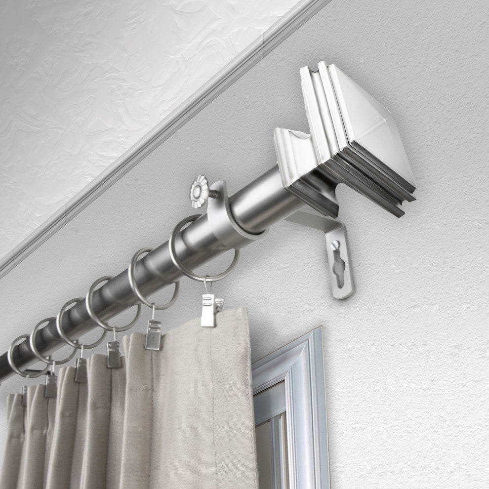 Wilson 1" Curtain Rod, Satin Nickel, 28-48"