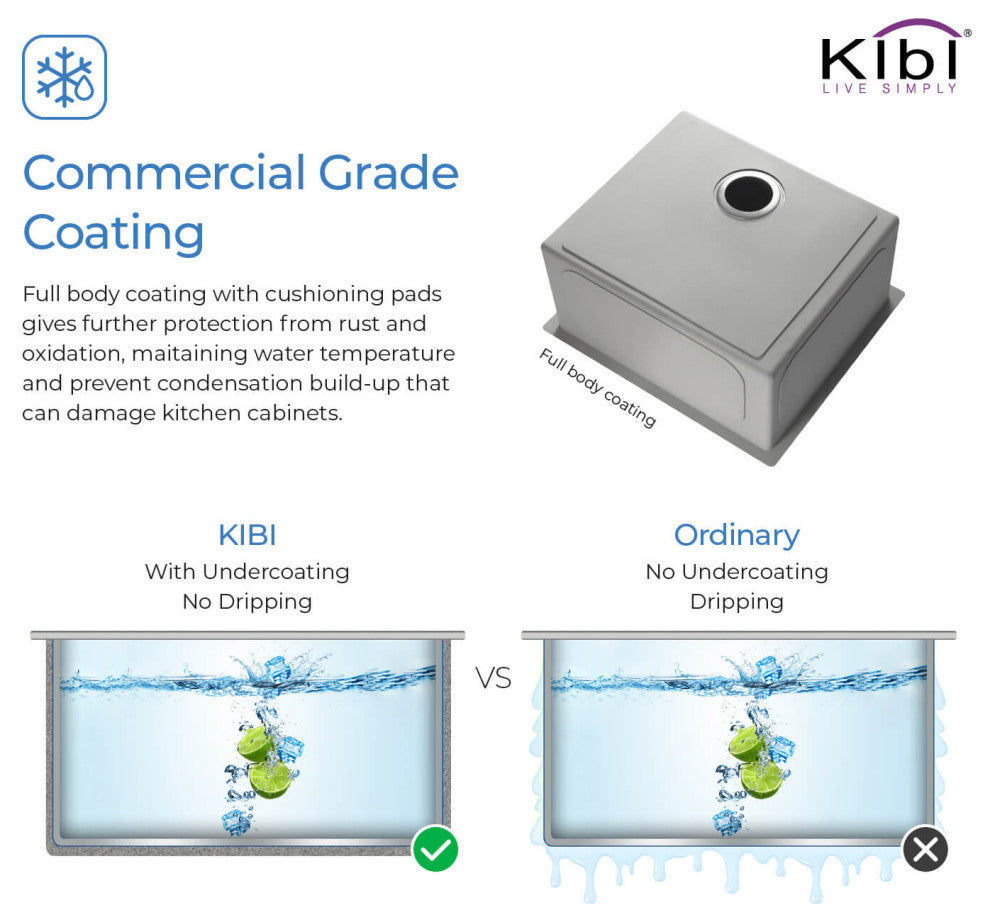 KIBI Handcrafted Undermount Single Bowl 16 gauge Stainless Steel Kitchen Sink, 2