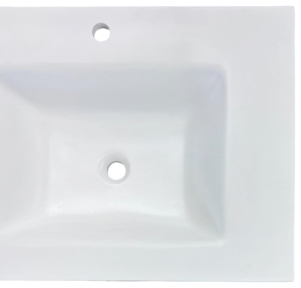 31" Single Concrete Rectangular Sink Top with Rectangle Sink, White