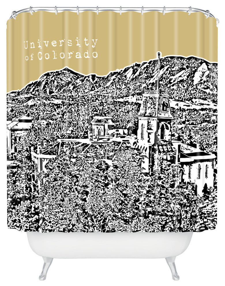 Deny Designs Bird Ave University of Colorado Yellow Shower Curtain