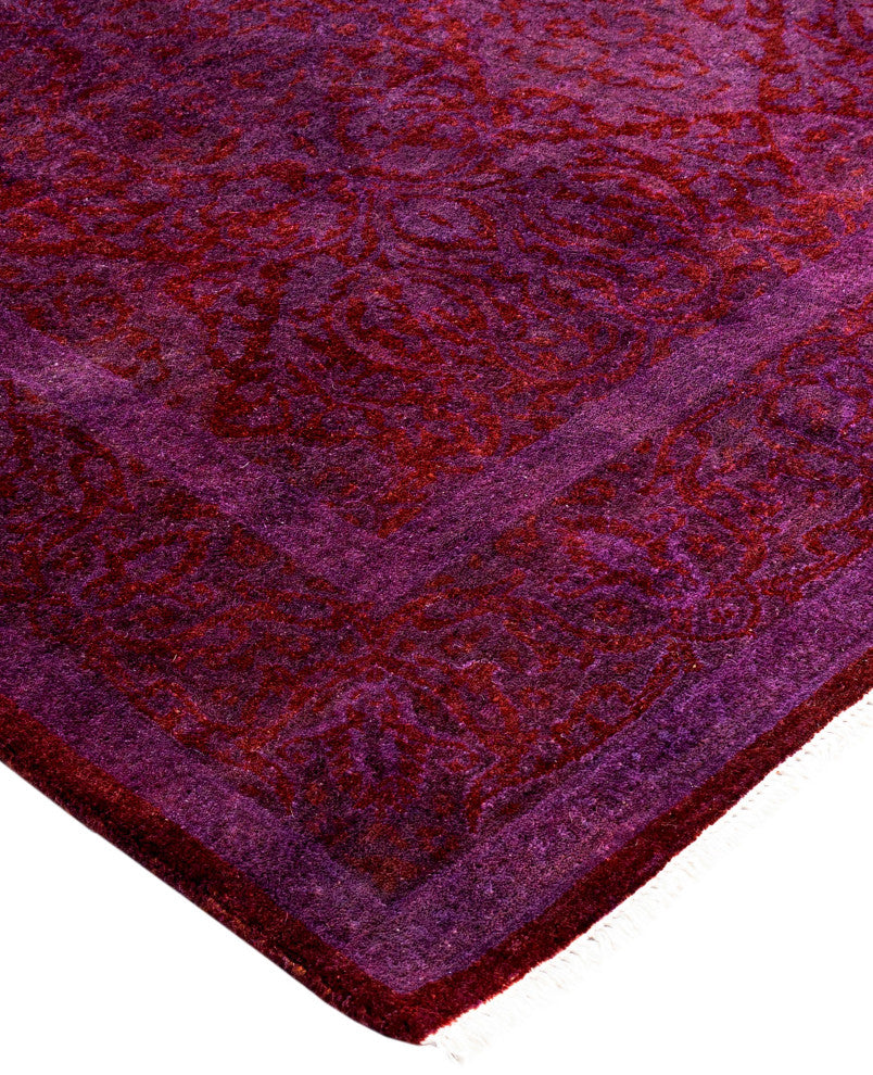 Overdyed One-of-a-Kind Hand-Knotted Area Rug Purple, 3' 9" x 4' 2"