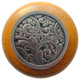Saddleworth Wood Knob, Antique Brass, Maple Wood Finish, Brite Nickel
