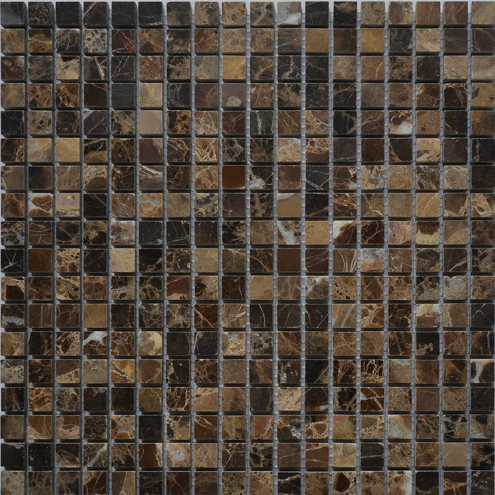 Emperador Dark Marble Mosaic Tile, Mini Square, Polished, Sample